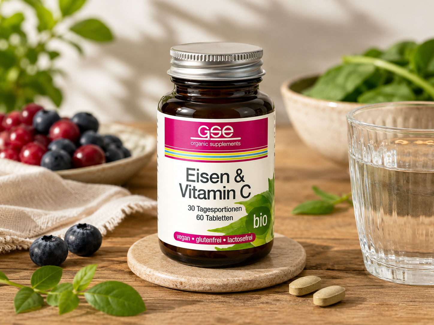 Bezlepkové Železo & Vitamín C komplex BIO veganský 60 tablet - GSE, eshop.celiakarna.cz
